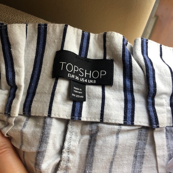 Topshop stripped summer flare pants with buttons - Picture 3 of 4